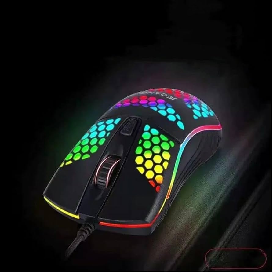 ماوس ألعاب سلكي بصري بدقة 1000 نقطة في البوصة، ماوس ألعاب USB، ماوس مريح مزود بإضاءة متغيرة الألوان - أسود (ZR-1710)